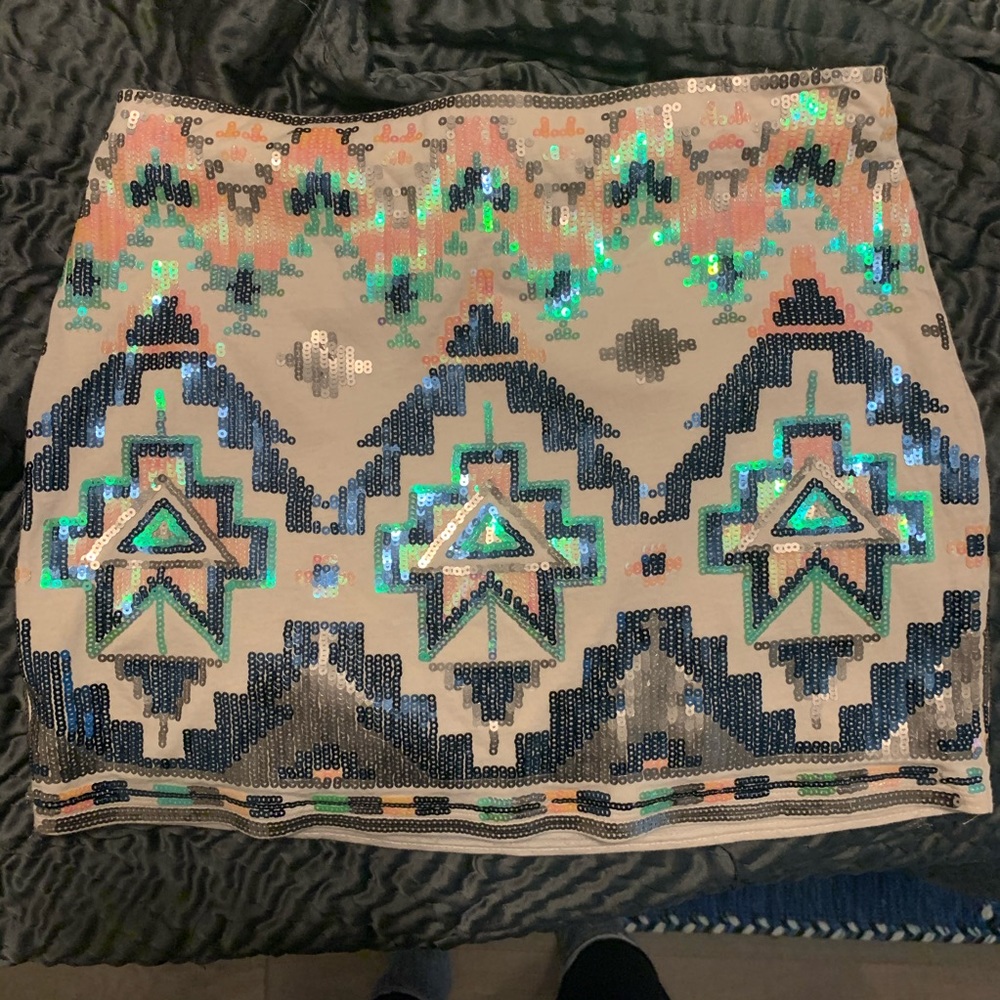 Express Aztec Sequin Mini Skirt Size XS
